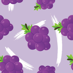 Vector seamless pattern with grapes and leaves. Grape seamless pattern. Seamless grapes background