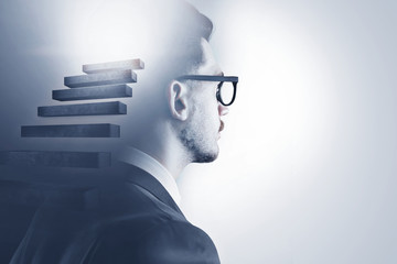 Businessman in glasses, career ladder