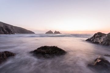 Holywell bay at dusk cornwall england uk 