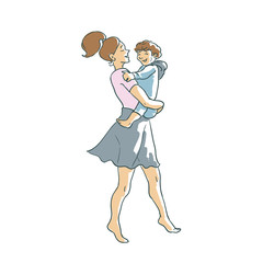 Matka tańczy z synem. Rodzinnego czasu wektorowa ilustracja, pojęcie szczęśliwy rodzicielstwo i dzieciństwo - 237786228