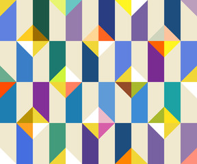 Geometric abstract seamless pattern. Patchwork motif background. Colorful shapes of mosaic ornament - 237786649