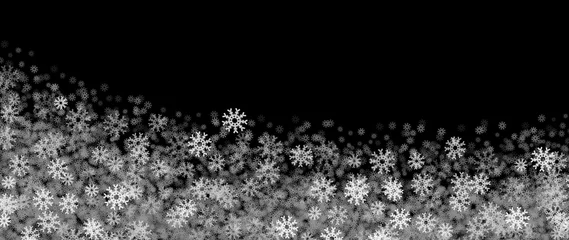 Foto auf Alu-Dibond Christmas snowflake  black background  snow falling snow holiday atmosphere © Konstantin