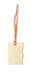 Blank pice tag made from organic cotton paper isolated