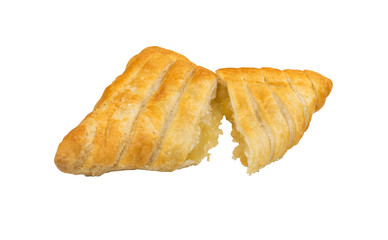Sweet braided puff pastry or pate feuilletee isolated