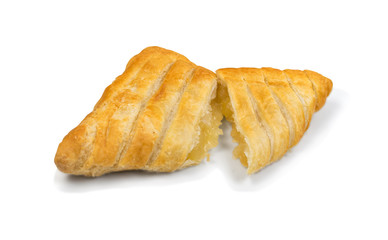 Sweet braided puff pastry or pate feuilletee isolated