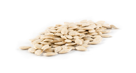 Squash, pumpkin or melon seeds isolated on white background