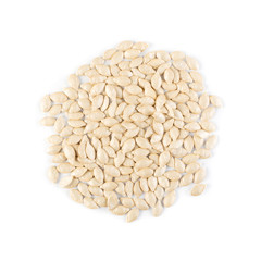 Squash, pumpkin or melon seeds isolated on white background