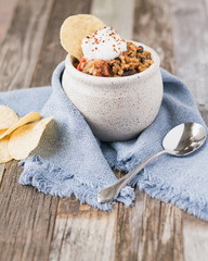 Mexican Flavored Dish in Pottery Bowl