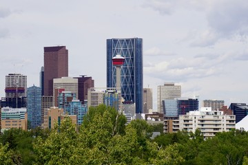 Fototapeta premium Skyline in Calgary, Alberta of downtown buildings