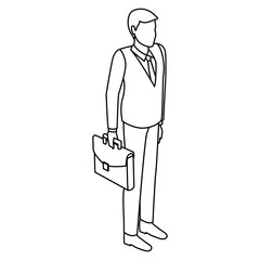 Businessman isometric concept black and white