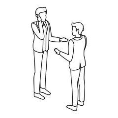 Isometric people avatar black and white