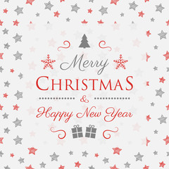 Decorative Christmas card with seasonal ornaments. Vector.