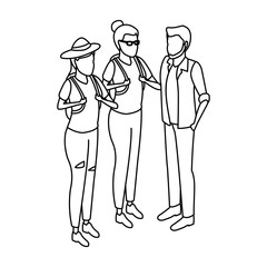 Isometric people avatar black and white