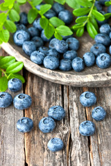 Blueberry on wooden table background