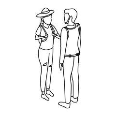 Isometric people avatar black and white