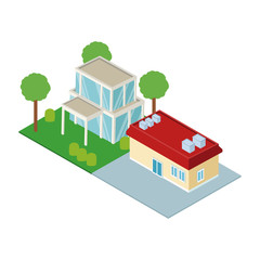 Residential houses on nature