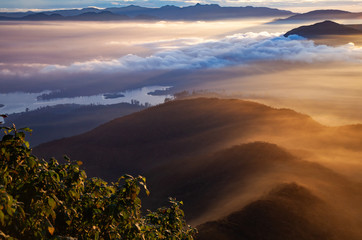 amazing sunrise seen from Sri Pada or Adam's Peak, Sri Lanka