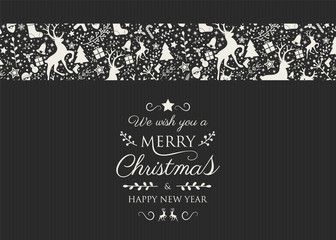 Fototapeta na wymiar Design of Christmas calligraphy with decorations. Vector.