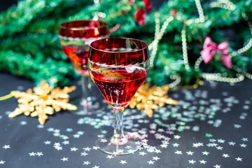 Christmas drinks in glasses	