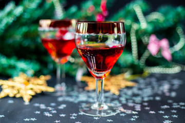 Christmas drinks in glasses	