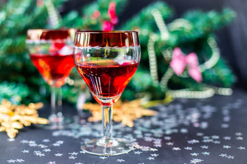 Christmas drinks in glasses	