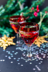Christmas drinks in glasses	