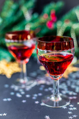 Christmas drinks in glasses	