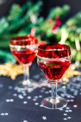 Christmas drinks in glasses	