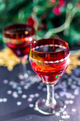 Christmas drinks in glasses	