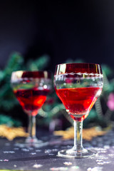 Christmas drinks in glasses	
