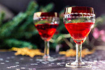 Christmas drinks in glasses	