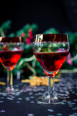 Christmas drinks in glasses	
