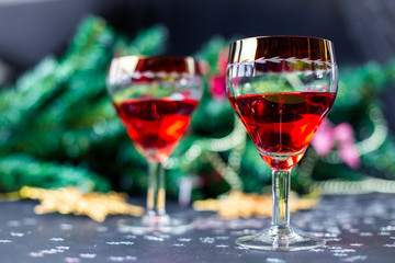 Christmas drinks in glasses	