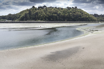 Entrance of the second harbor of St Brieuc in low tide, Brittany, France