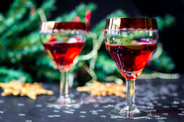 Christmas drinks in glasses	