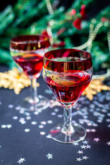 Christmas drinks in glasses	