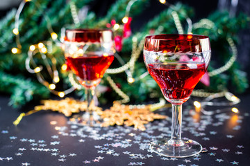 Christmas drinks in glasses	