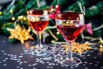 Christmas drinks in glasses	