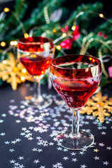 Christmas drinks in glasses	