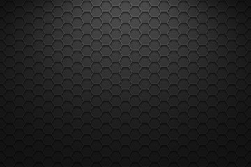 Dark horizontal background with hexagons. Vector background with lighting.