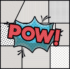 expression bubble with pow pop art style