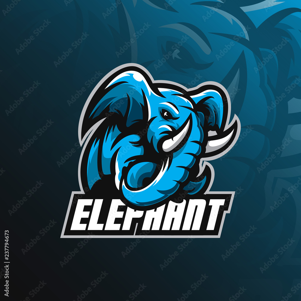 Wall mural elephant mascot logo design vector with modern illustration concept style for badge, emblem and tshirt printing. angry elephant illustration with feet up.