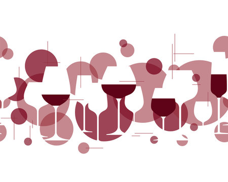 Wineglasses seamless pattern. Tasting design element, menu, wine list, restaurant, winery, party. Horizontal texture with wine glasses. Modern style. Vector illustration.