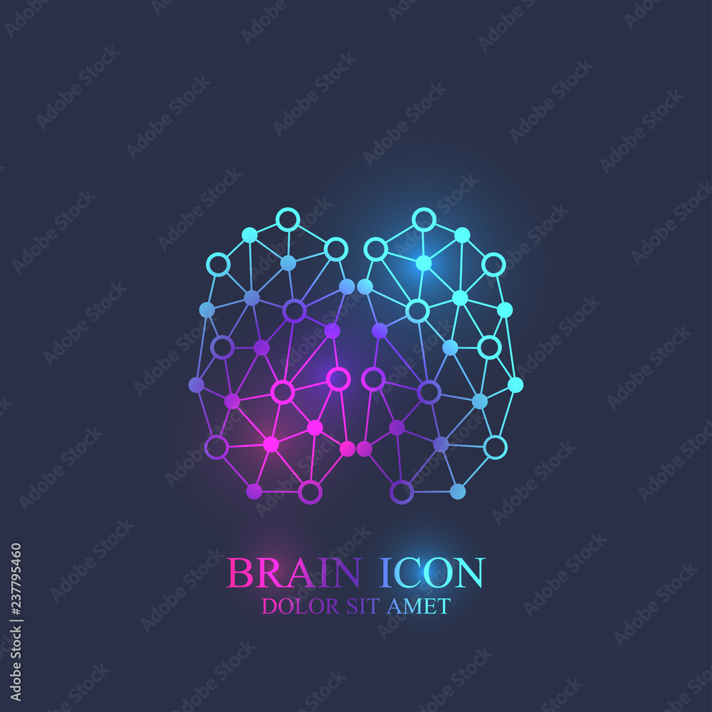 Poster creative brain logotype concept design. abstract brain vector icon, sign, symbol. artificial intelli