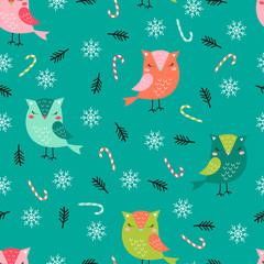 christmas pattern funny owls