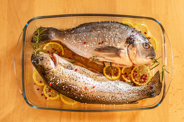 Fresh fish on the plate