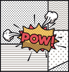 expression bubble with pow pop art style
