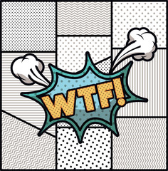 expression bubble with wtf pop art style