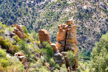 Hoodoo rock formations in the Mount Lemmon mountains of Arizona