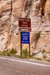 Windy Point Vista distance sign on Mount Lemmon in Arizona